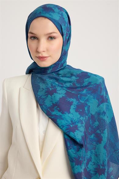 GÜLRUH FLOŞ VİSKON ŞAL 70*190 CM - MAVİ