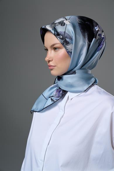 HALE TİVİL İPEK EŞARP 90*90 – AÇIK MAVİ