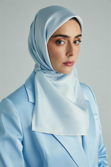 HALE TİVİL İPEK EŞARP 90*90 - BEBE MAVİ