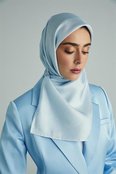 HALE TİVİL İPEK EŞARP 90*90 - BEBE MAVİ