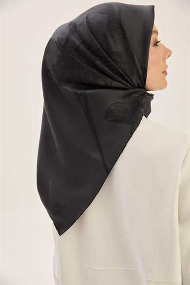 HALE TİVİL İPEK EŞARP 90*90 CM - ANTRASİT