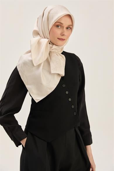 HALE TİVİL İPEK EŞARP 90*90 CM - BEJ