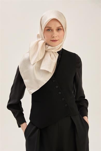 HALE TİVİL İPEK EŞARP 90*90 CM - BEJ