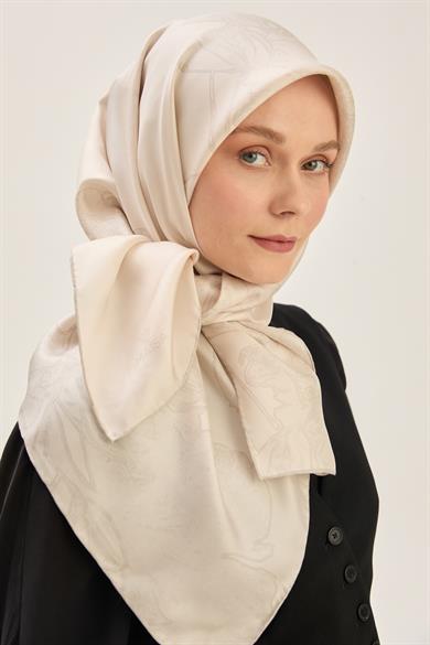 HALE TİVİL İPEK EŞARP 90*90 CM - BEJ