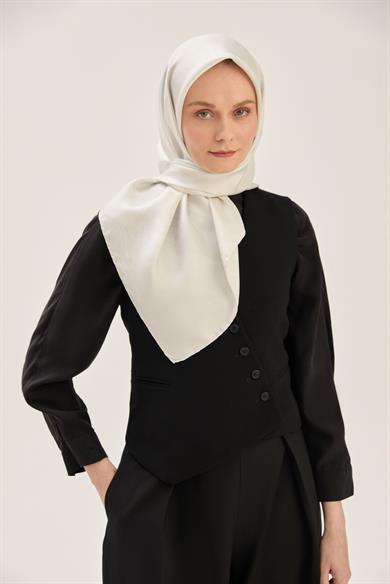 HALE TİVİL İPEK EŞARP 90*90 CM - GRİ