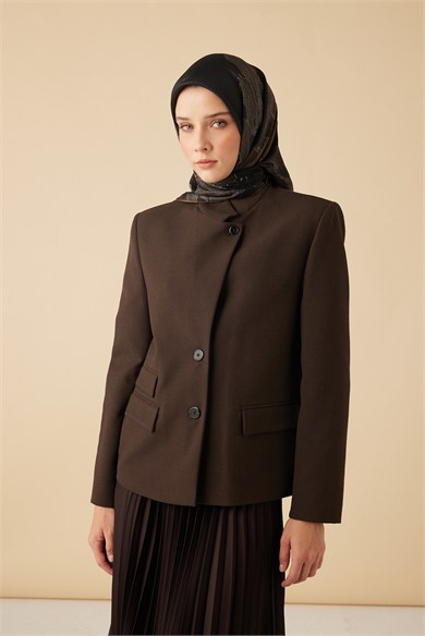 HALE TİVİL İPEK EŞARP 90*90 CM - KOYU KAHVERENGİ