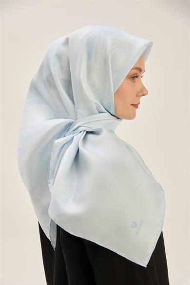 HALE TİVİL İPEK EŞARP 90*90 CM - MAVİ