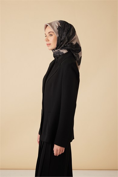 HALE TİVİL İPEK EŞARP 90*90 CM - SİYAH TAŞ