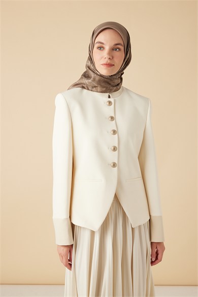 HALE TİVİL İPEK EŞARP 90*90 CM - SÜTLÜ KAHVE