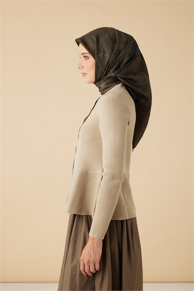 HALE TİVİL İPEK EŞARP 90*90 CM - ZEYTİN