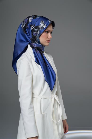 HALE TİVİL İPEK EŞARP 90*90 - SAKS