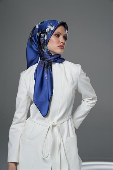 HALE TİVİL İPEK EŞARP 90*90 - SAKS