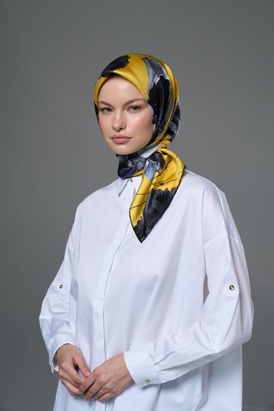 HALE TİVİL İPEK EŞARP 90*90 - SARI