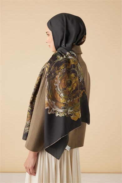 HARE PAMUK İPEK ŞAL 70*190 CM - HAKİ