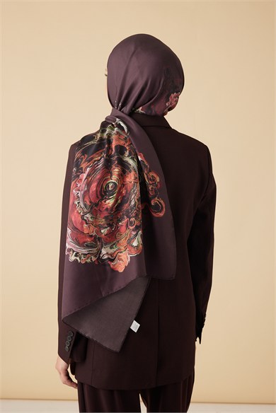 HARE PAMUK İPEK ŞAL 70*190 CM - MÜRDÜM