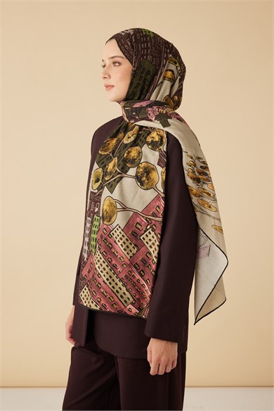 HAYAT YÜN İPEK KAŞMİR ŞAL 70*200 CM - HAKİ