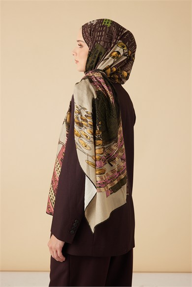 HAYAT YÜN İPEK KAŞMİR ŞAL 70*200 CM - HAKİ