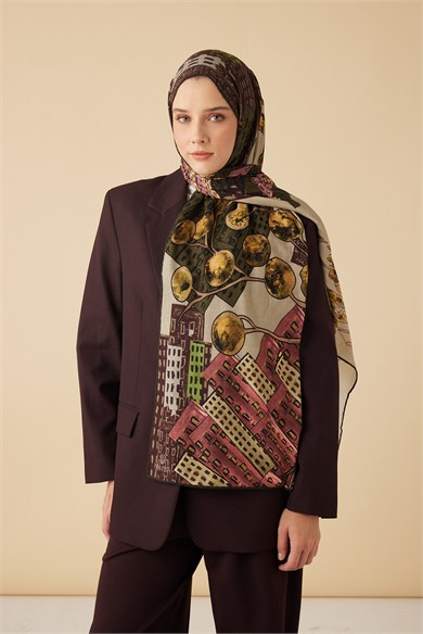 HAYAT YÜN İPEK KAŞMİR ŞAL 70*200 CM - HAKİ