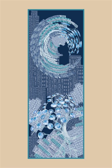 HAYAT YÜN İPEK KAŞMİR ŞAL 70*200 CM - MAVİ