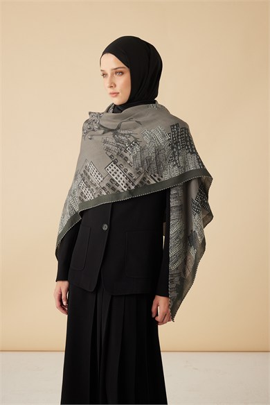 HAYAT YÜN ÜÇGEN ŞAL 140*140/2 CM - GRİ