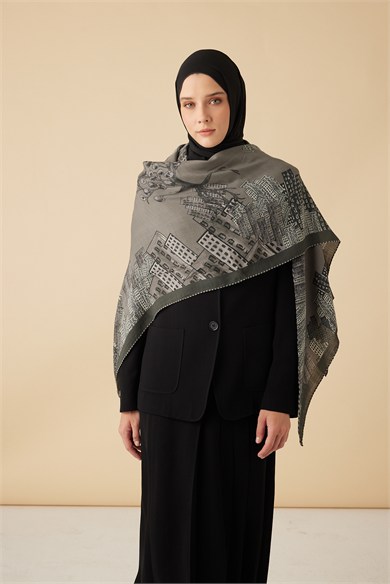 HAYAT YÜN ÜÇGEN ŞAL 140*140/2 CM - GRİ