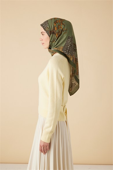 HAYAT YÜN ÜÇGEN ŞAL 140*140/2 CM - HAKİ