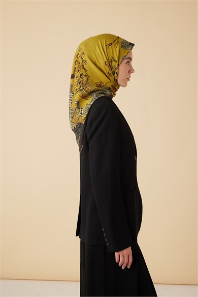 HAYAT YÜN ÜÇGEN ŞAL 140*140/2 CM - HARDAL