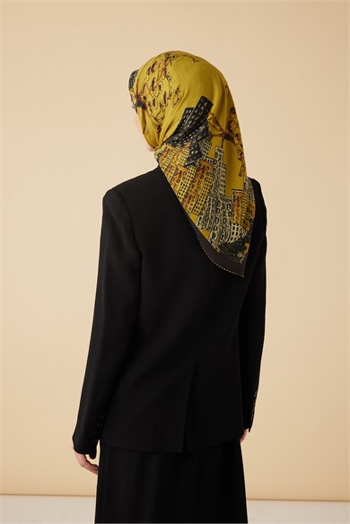 HAYAT YÜN ÜÇGEN ŞAL 140*140/2 CM - HARDAL