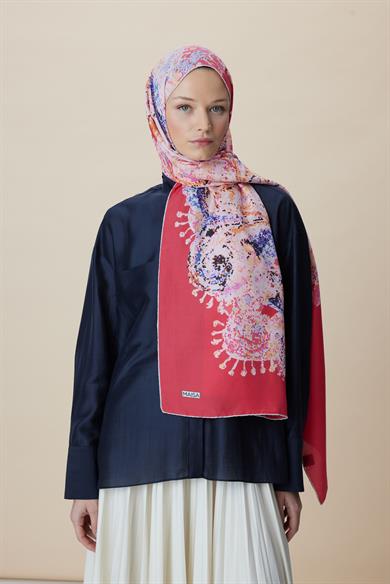 HAZİNE PAMUK İPEK ŞAL 70*190 CM - KIRMIZI