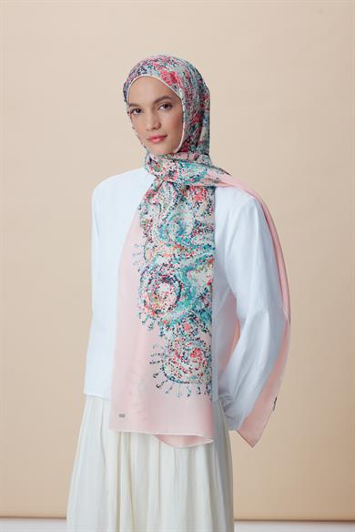 HAZİNE PAMUK İPEK ŞAL 70*190 CM - PEMBE