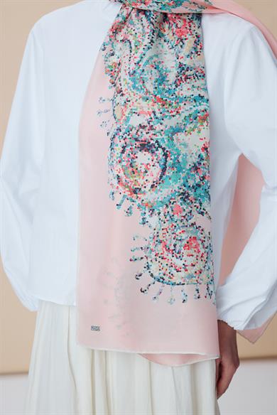 HAZİNE PAMUK İPEK ŞAL 70*190 CM - PEMBE