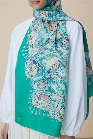 HAZİNE PAMUK İPEK ŞAL 70*190 CM - YEŞİL