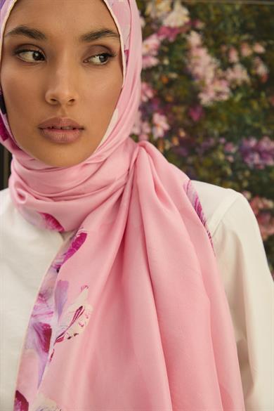 HUŞ PAMUK İPEK ŞAL 70*190 CM - PEMBE