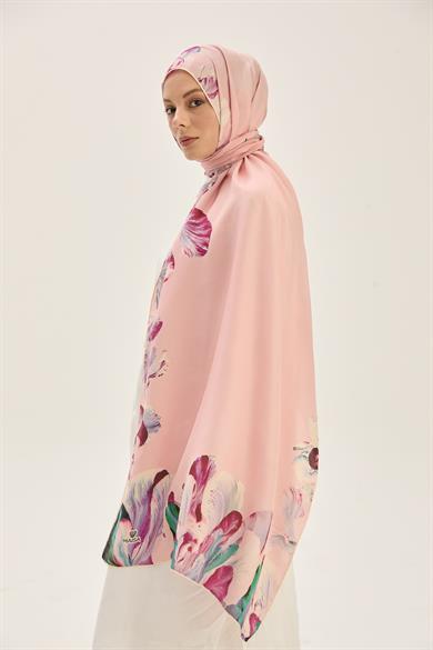 HUŞ PAMUK İPEK ŞAL 70*190 CM - PUDRA PEMBE