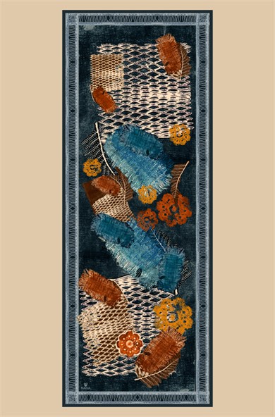 İLMEK YÜN İPEK KAŞMİR ŞAL 70*200 CM - LACİVERT
