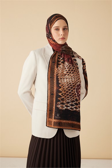 İLMEK YÜN İPEK KAŞMİR ŞAL 70*200 CM - TURUNCU