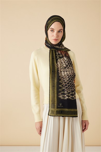 İLMEK YÜN İPEK KAŞMİR ŞAL 70*200 CM - YEŞİL