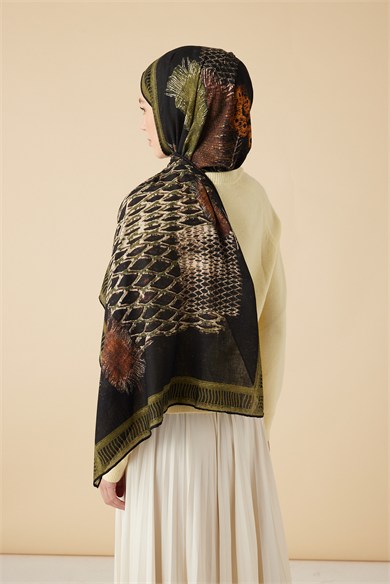 İLMEK YÜN İPEK KAŞMİR ŞAL 70*200 CM - YEŞİL