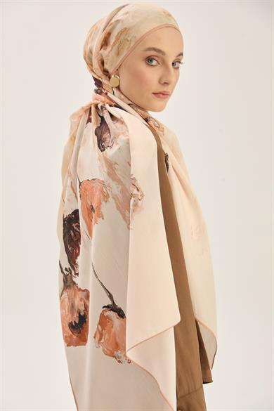 İRİS FLOŞ VİSKON 70*190CM ŞAL - KAHVERENGİ 