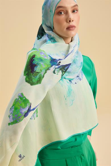 İRİS FLOŞ VİSKON 70*190CM ŞAL - YEŞİL 