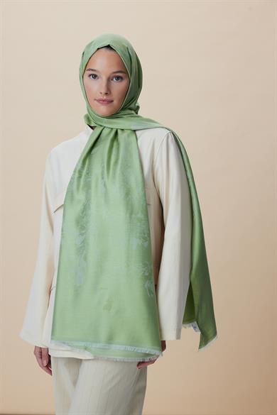 JADE JAKARLI MODAL İPEK ŞAL 70*200 CM - AÇIK YEŞİL