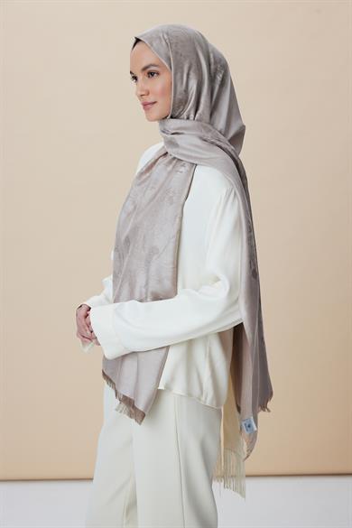 JADE JAKARLI MODAL İPEK ŞAL 70*200 CM - AÇIK VİZON