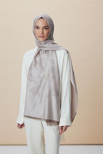 JADE JAKARLI MODAL İPEK ŞAL 70*200 CM - AÇIK VİZON