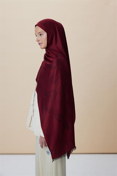 JADE JAKARLI MODAL İPEK ŞAL 70*200 CM - BORDO