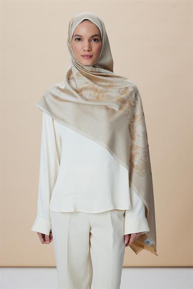 JADE JAKARLI MODAL İPEK ŞAL 70*200 CM - BEJ