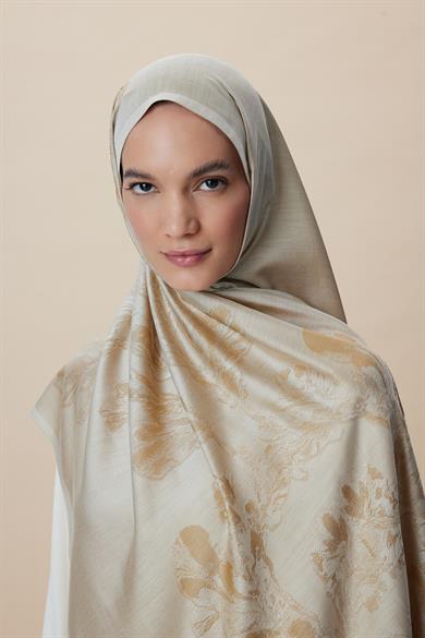 JADE JAKARLI MODAL İPEK ŞAL 70*200 CM - BEJ
