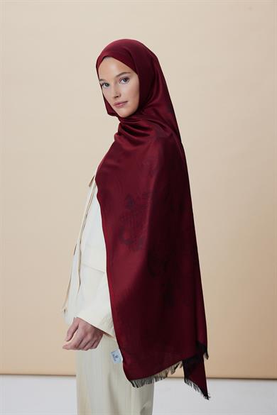 JADE JAKARLI MODAL İPEK ŞAL 70*200 CM - BORDO