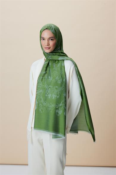 JADE JAKARLI MODAL İPEK ŞAL 70*200 CM - FISTIK YEŞİLİ