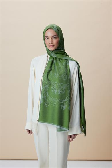 JADE JAKARLI MODAL İPEK ŞAL 70*200 CM - FISTIK YEŞİLİ