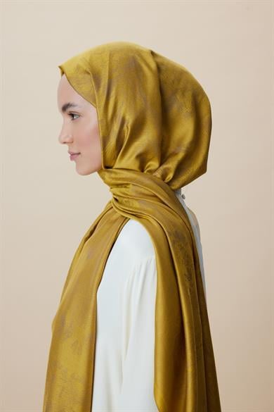 JADE MODAL İPEK JAKARLI ŞAL 70*200 CM - GOLD
